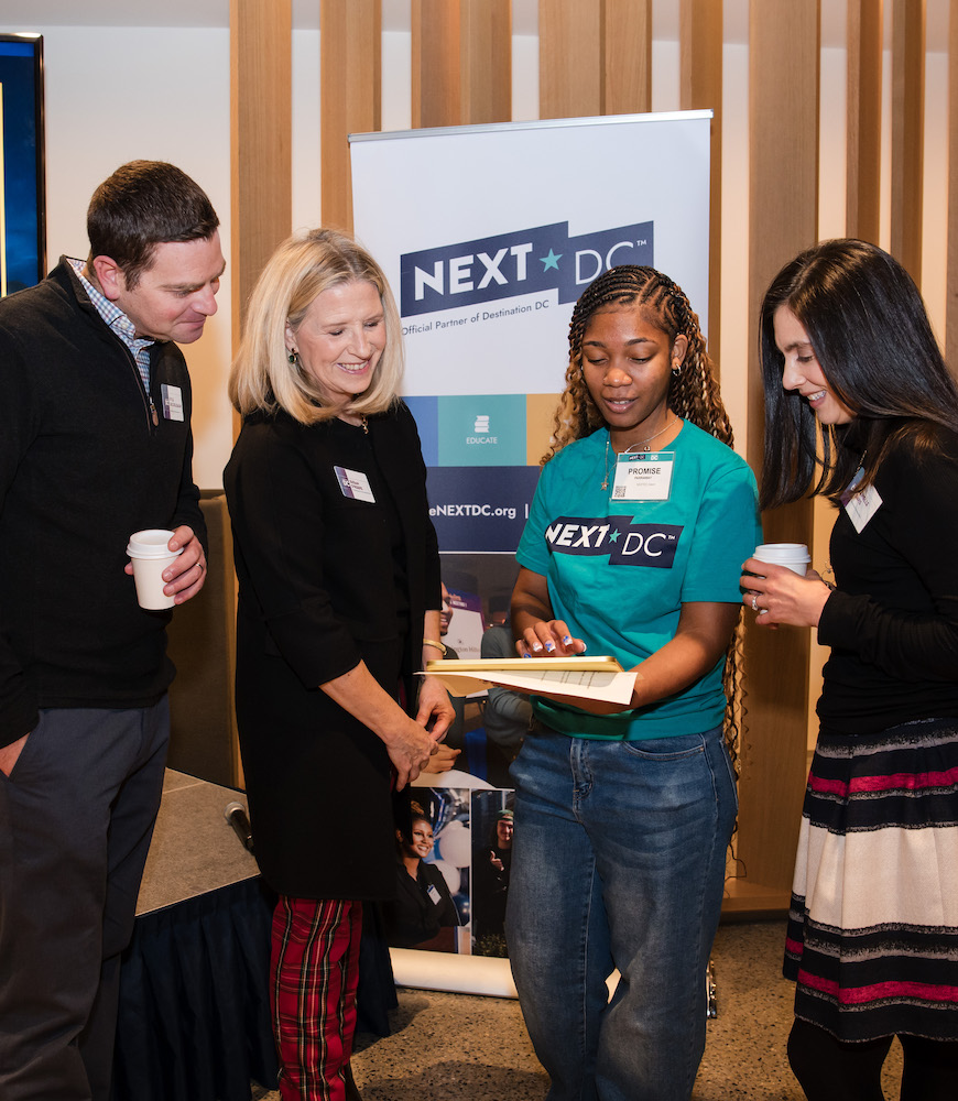 A young Black student shows of the NEXTDC Annual Review