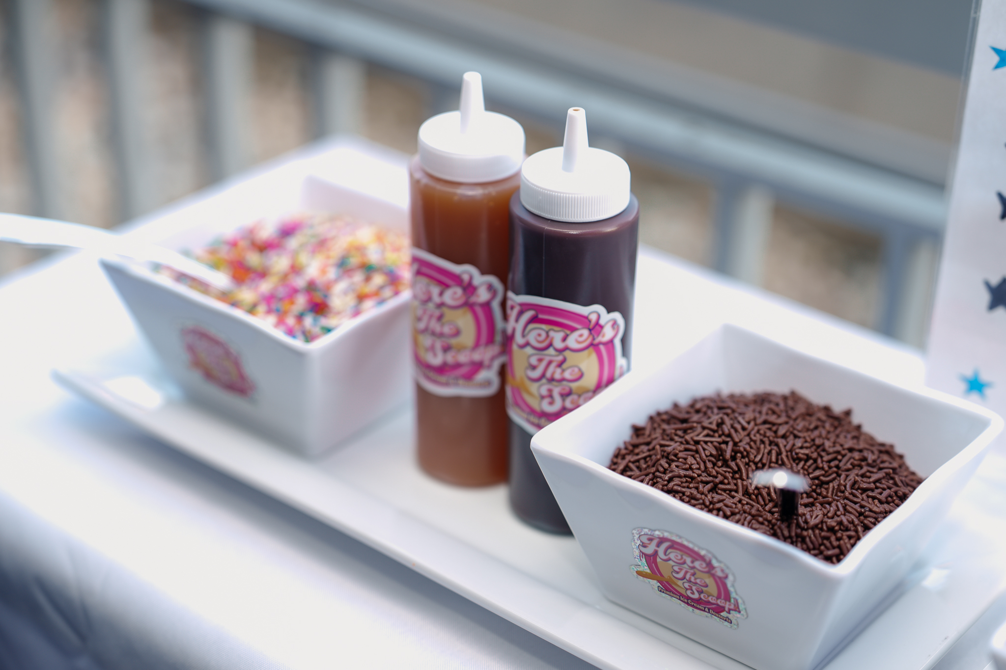 Ice cream toppings and sprinkles from Here's the Scoop